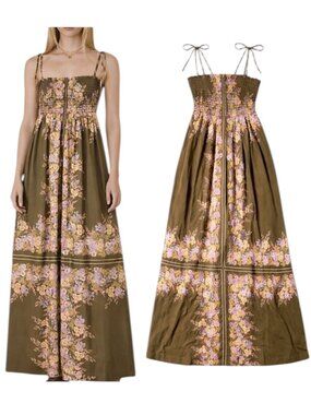 Auguste The Label Hallie Maxi Dress Annabelle Floral Brown Pink Size M